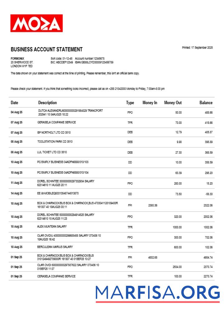 Blank Moza Banco firm account statement Word and PDF template (1)